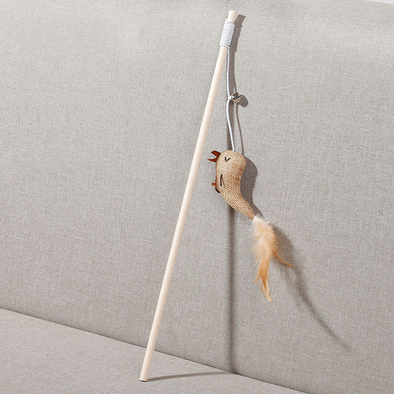 Katzenangel mit Holzstab