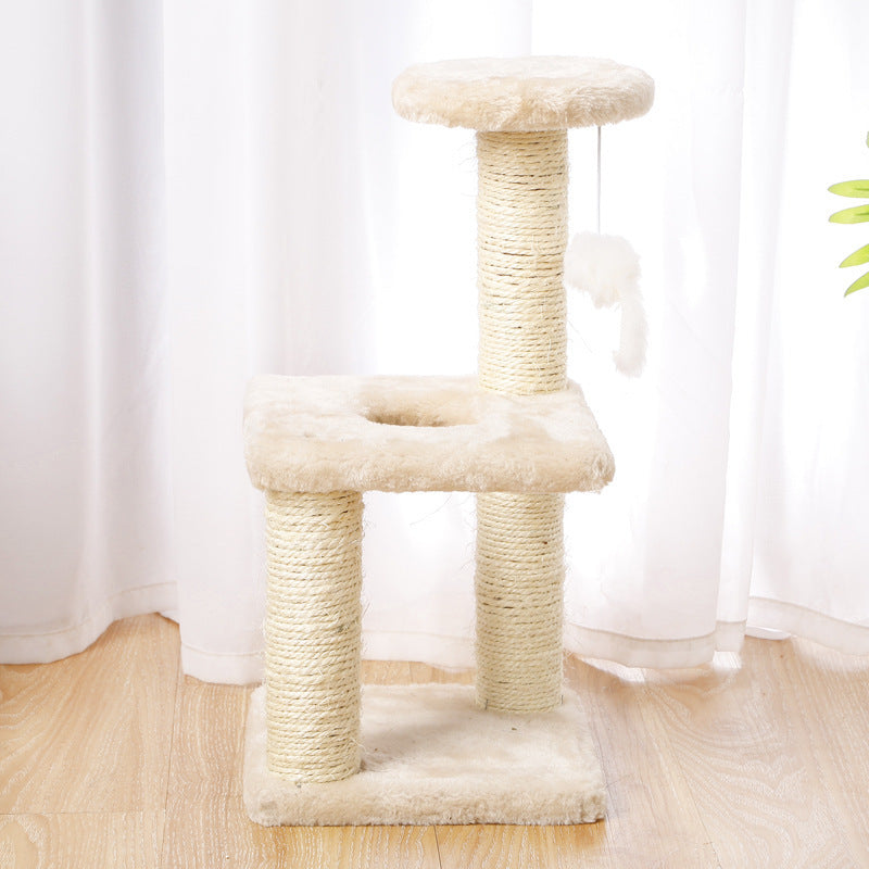 Kompakter Kratzbaum mit Spielmaus und Liegefläche für Katzen