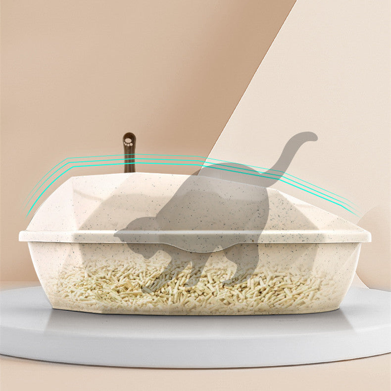 Halbgeschlossene Katzentoilette mit Spritzschutz im Diamant-Design