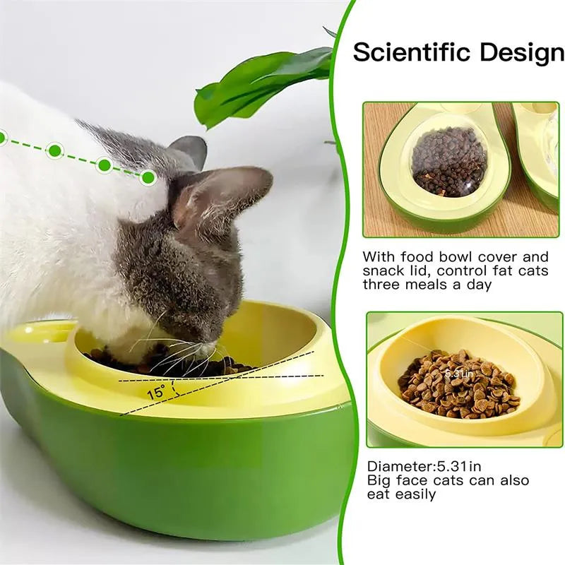 Avocado Haustiernapf Set: 2 in 1 Futternapf und Anti-schling Napf & automatischer Wasserspender für Haustiere