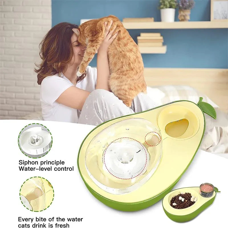 Avocado Haustiernapf Set: 2 in 1 Futternapf und Anti-schling Napf & automatischer Wasserspender für Haustiere