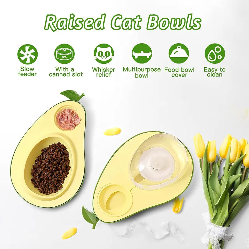 Avocado Haustiernapf Set: 2 in 1 Futternapf und Anti-schling Napf & automatischer Wasserspender für Haustiere