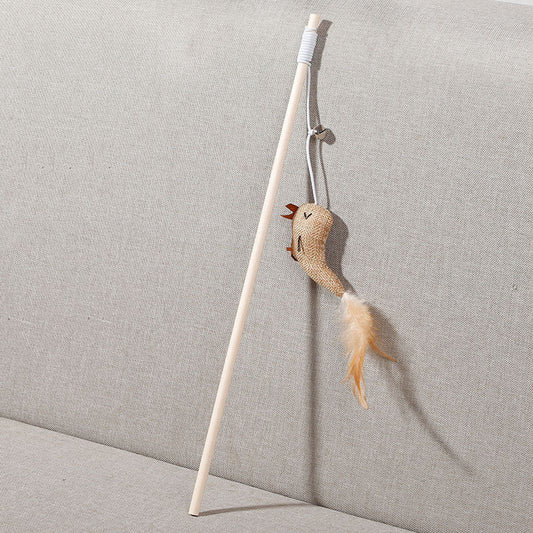 Katzenangel mit Holzstab