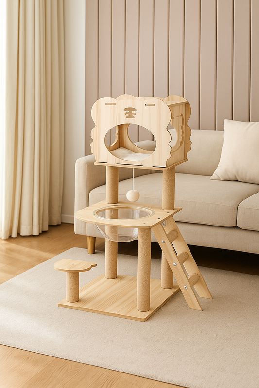 Katzenbaum mit Kuschelnest und Raumkapsel 102cm