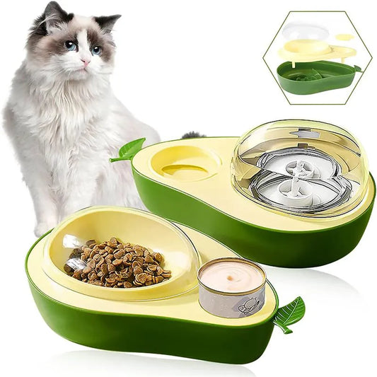 Avocado Haustiernapf Set: 2 in 1 Futternapf und Anti-schling Napf & automatischer Wasserspender für Haustiere